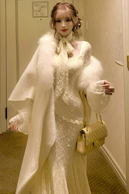 フレンチスタイルレースマーメイドドレス