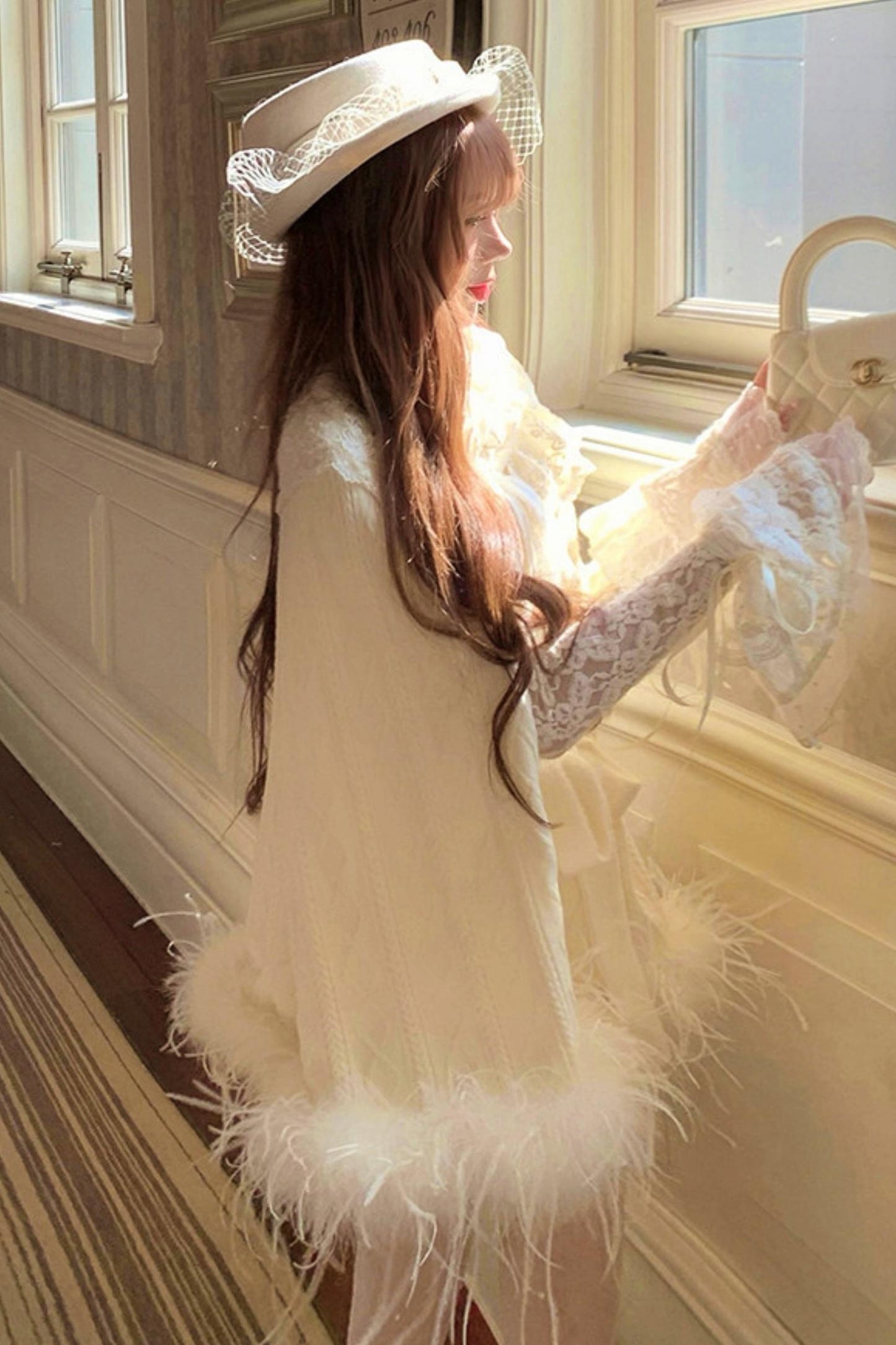 Lace Tight Flare Sleeve Hip Dress