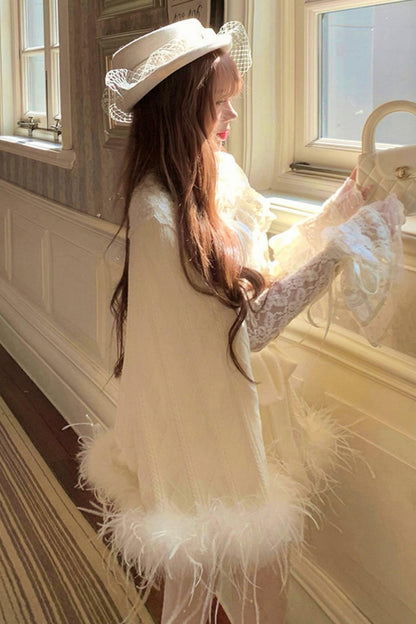 Lace Tight Flare Sleeve Hip Dress