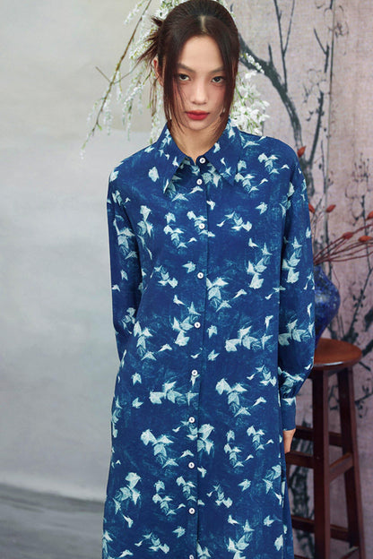 Vintage Blue Trench Shirt Dress