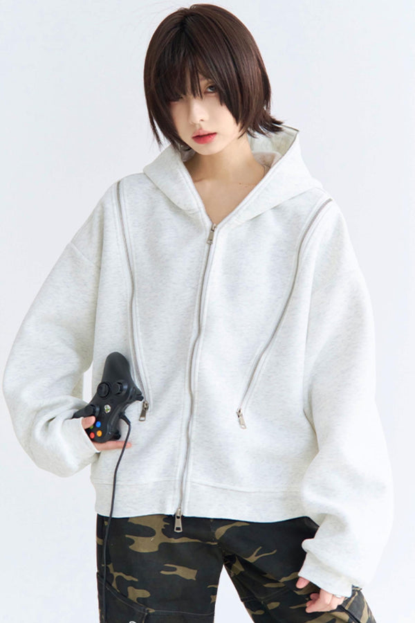 カジュアルジップアップカーディガン