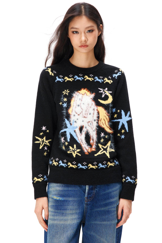ホースジャカードニットセーター