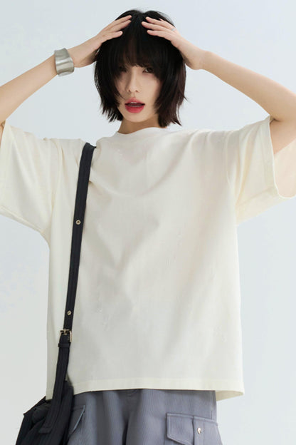ルーズフィットソリッドカラーティーシャツ