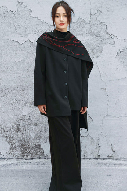 アシメトリカルパッチワークブレザー