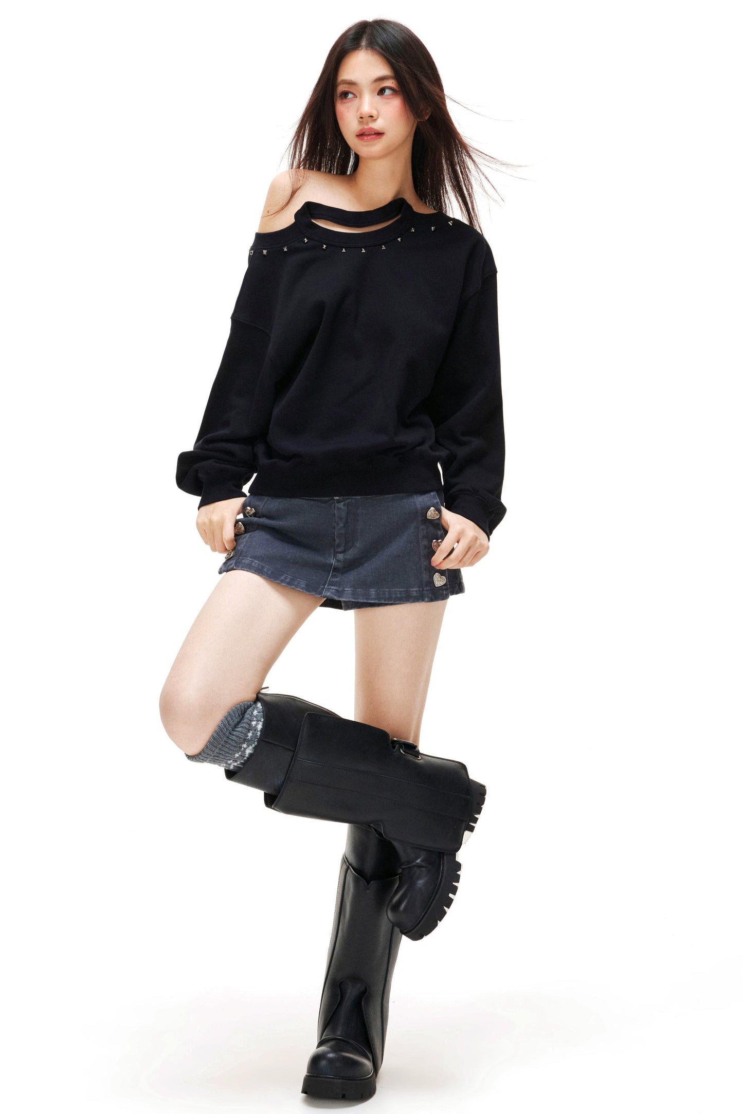 Y2K Heart Wash Mini Skirt