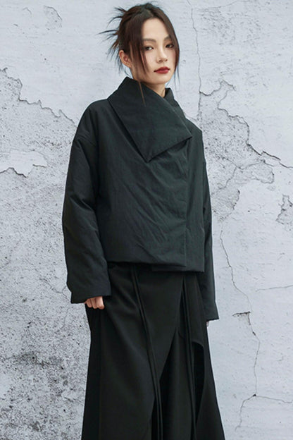 コンバーティブルネックラインコットンジャケット