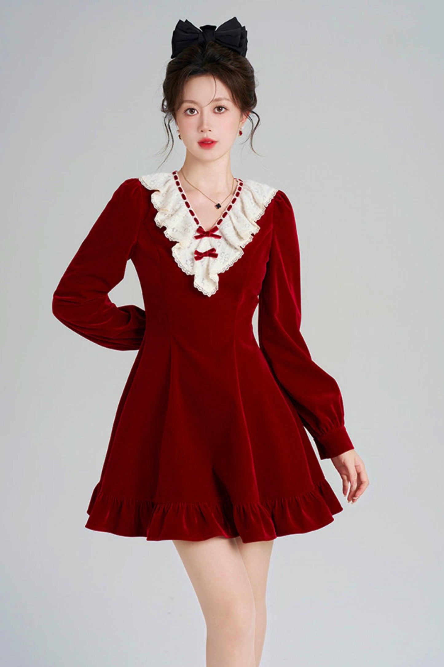 Red Velvet Lace Dress