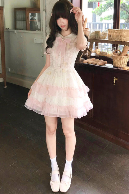 Pink Floral Doll Collar Dress
