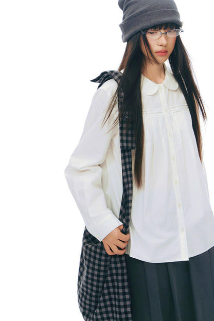 ドールカラープリーツコットンブラウス