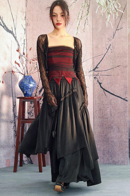 Dark Romantic Satin Skirt
