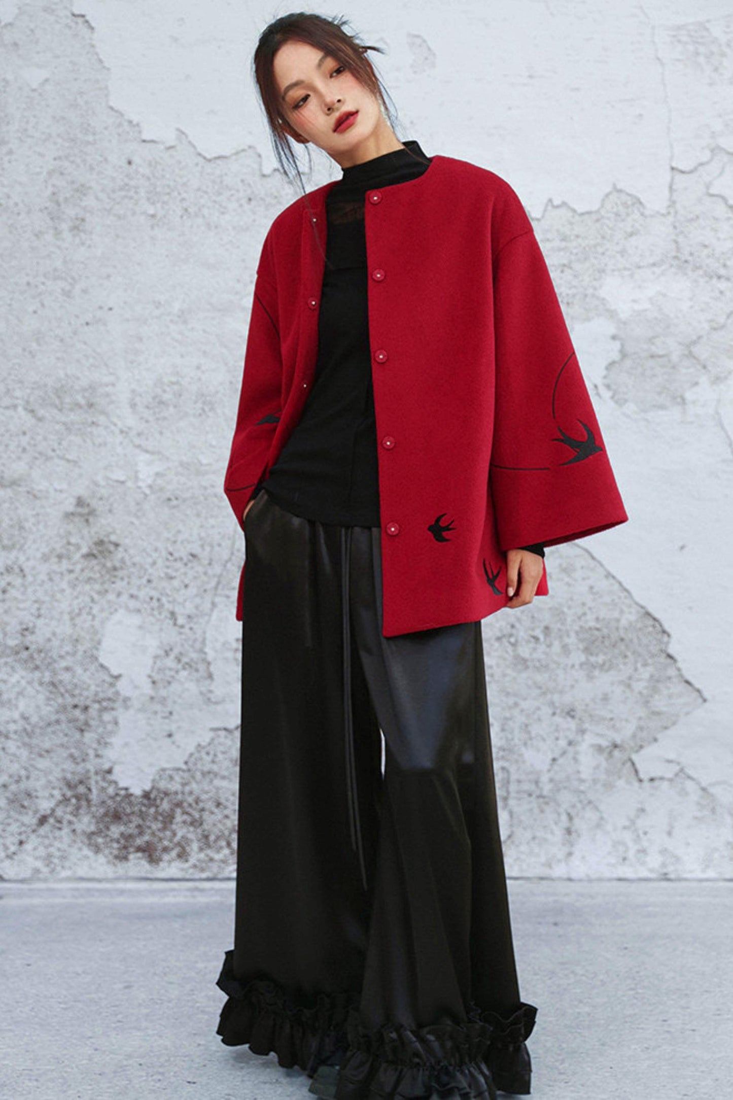 Fayan Embroidered Wool Coat