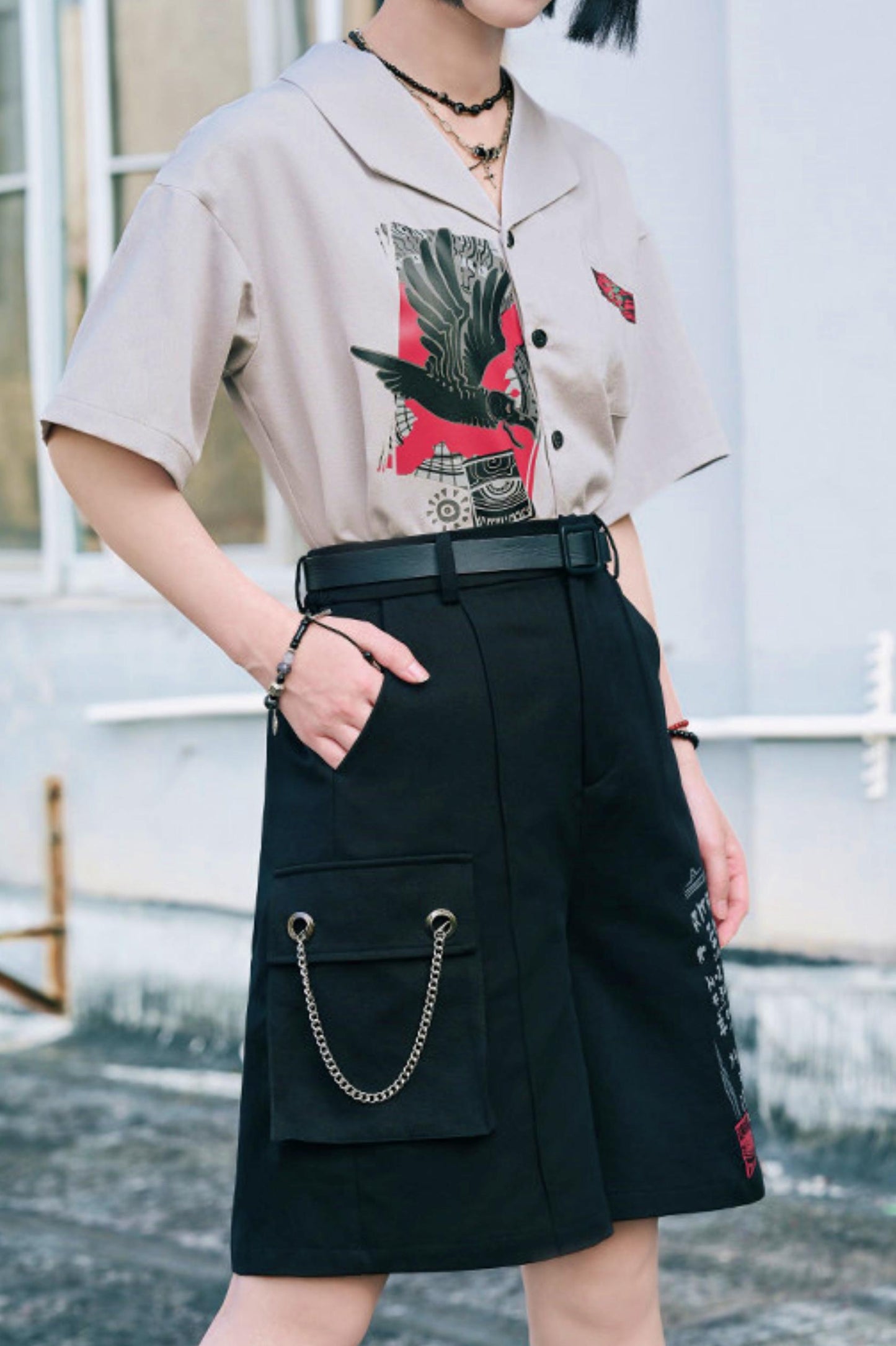 暗号チェーンワイドショートパンツ