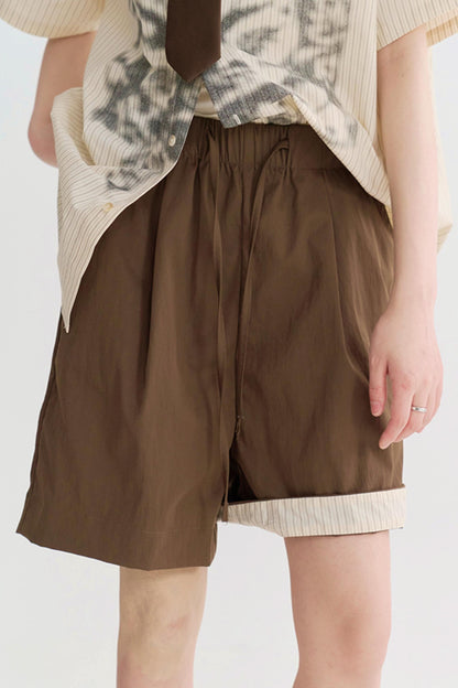 ハイウエストカラーブロックハーフパンツ