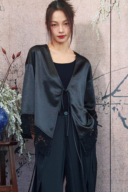 Dark Lace Satin Gown