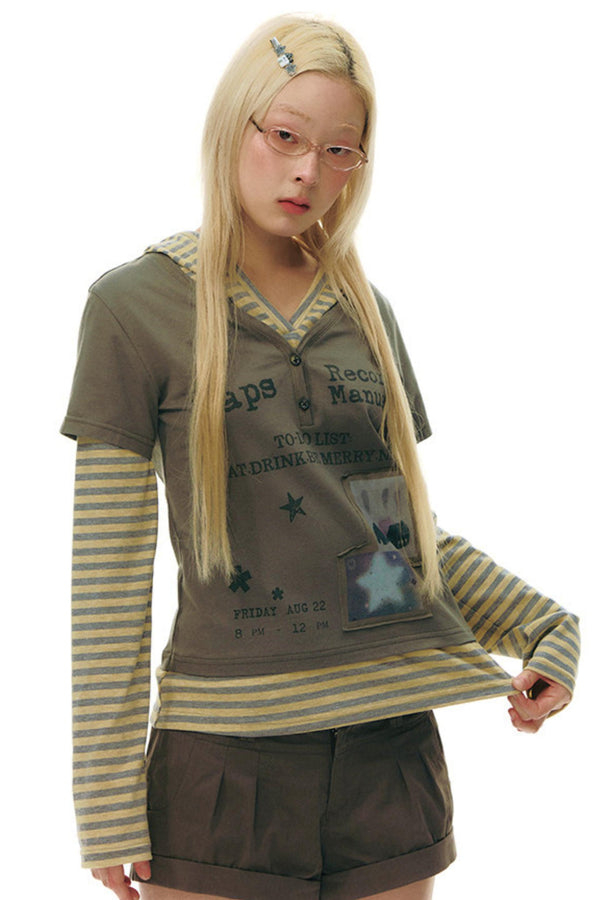 Striped Y2K Hoodie Top