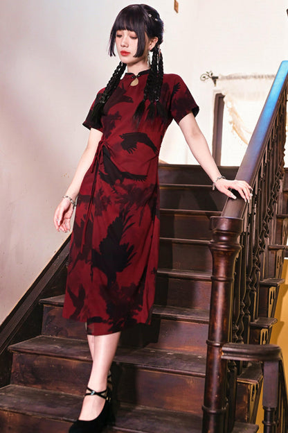 Abito Cheongsam Rosso e Nero