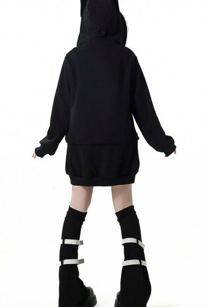 Black Slimming Jacket + Hoodie + Skirt + Leg Warmers