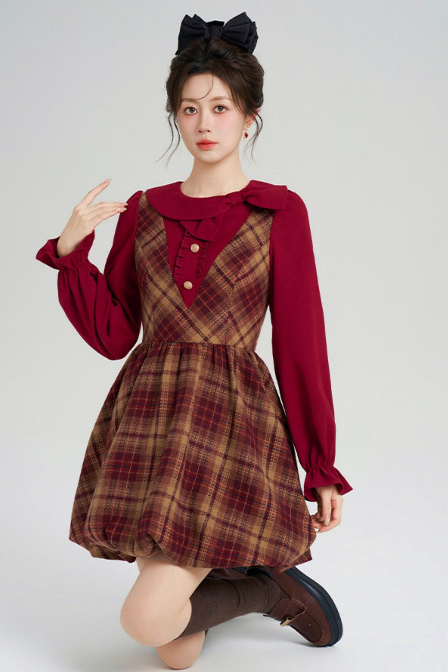 Retro Plaid Sweet Dress