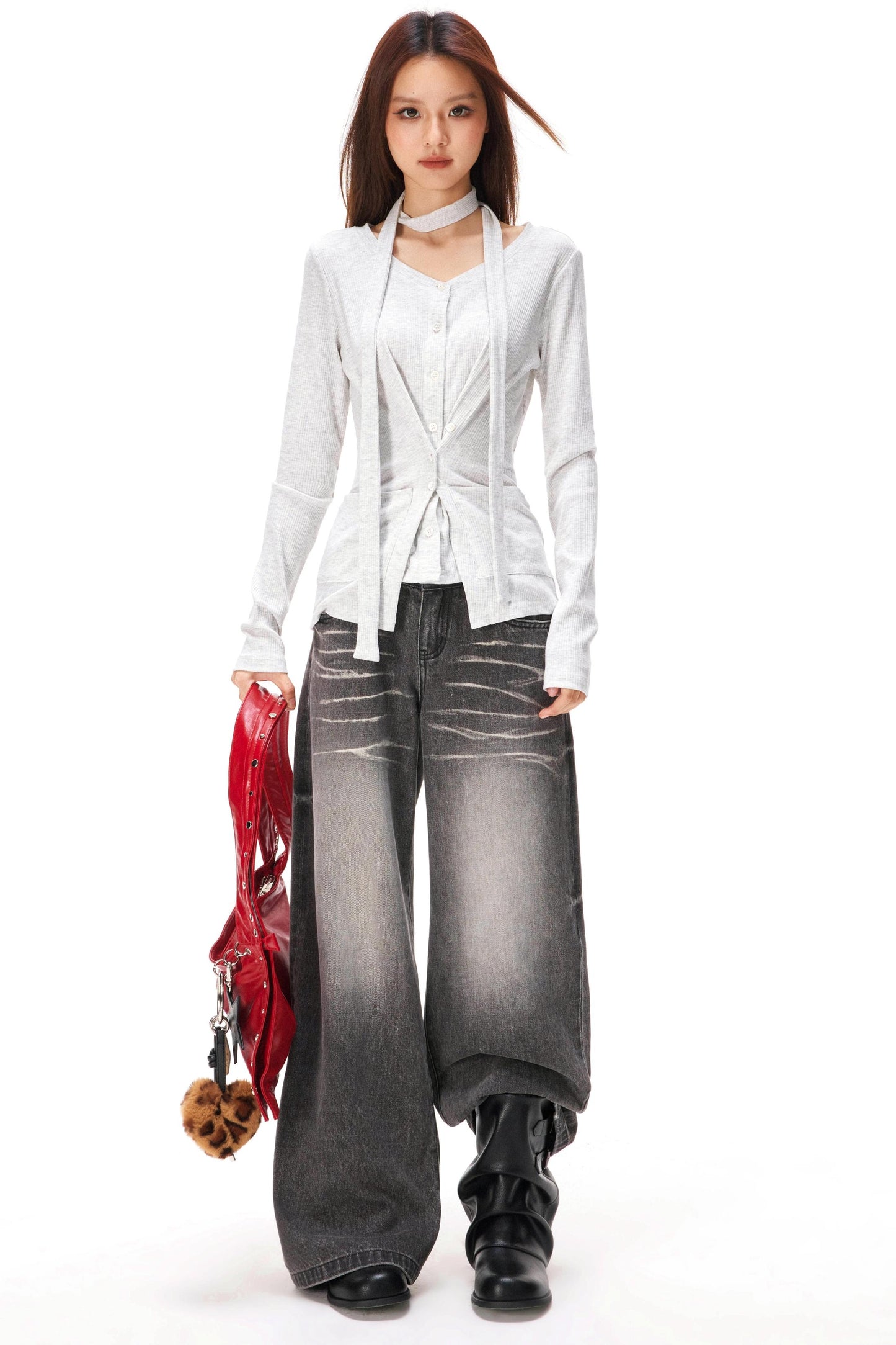 ファインリブドニットカーディガン