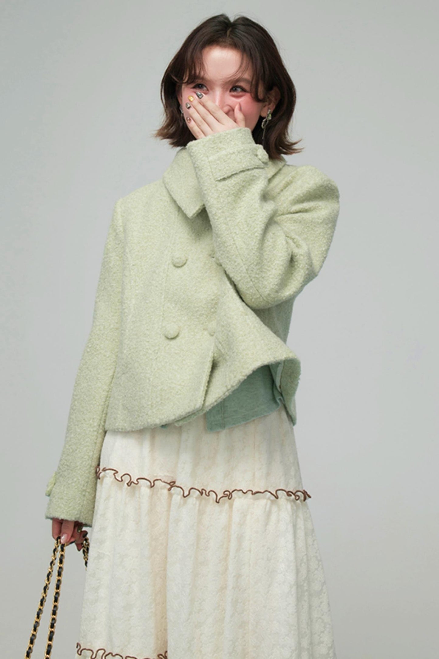 エレガントダイアゴナルウールンコート