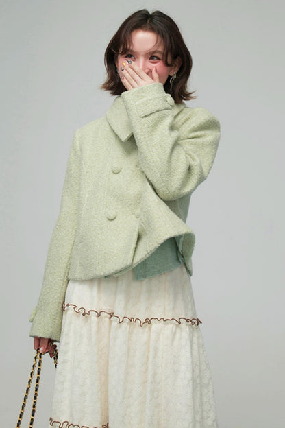 エレガントダイアゴナルウールンコート