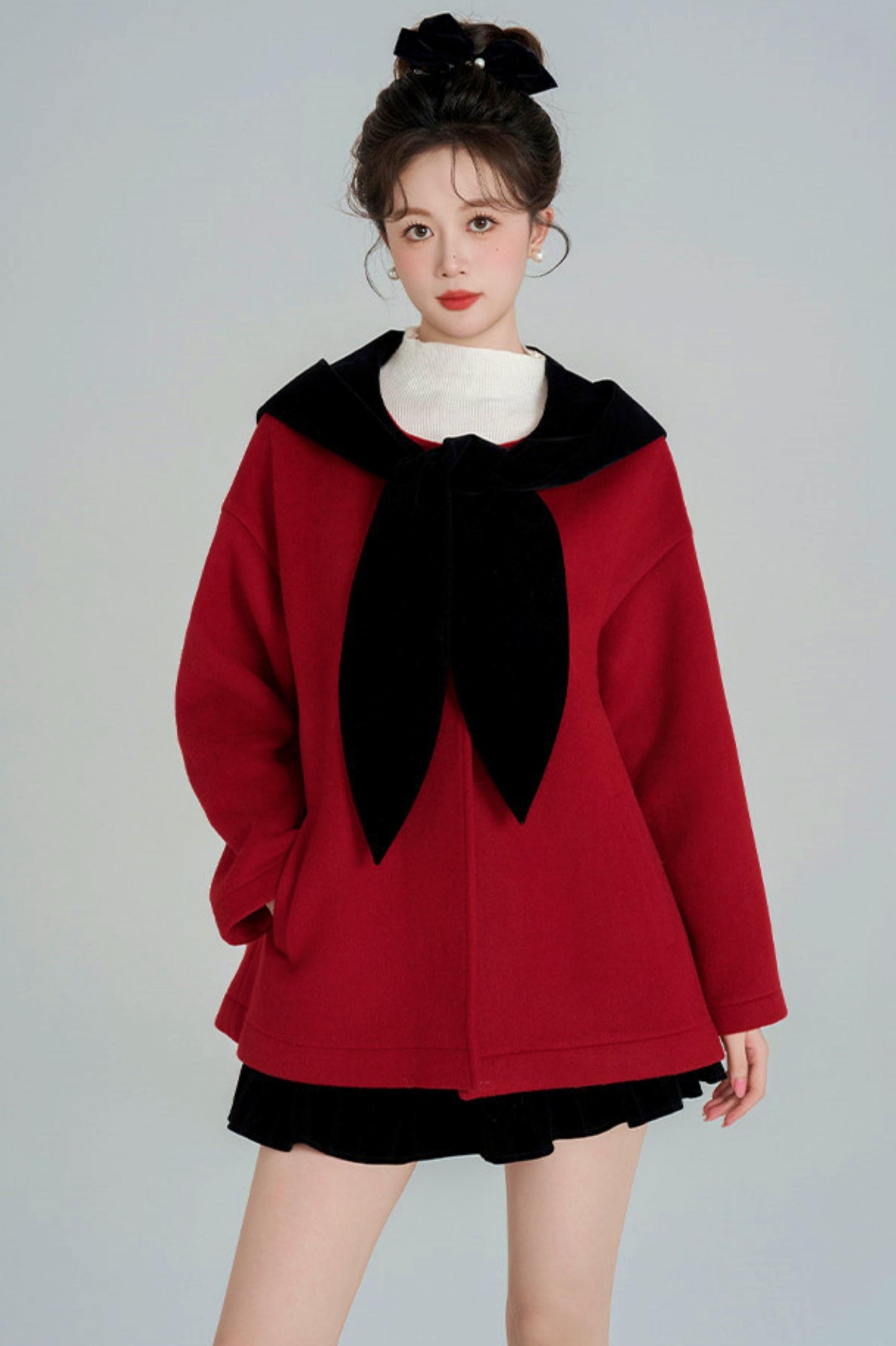 Shawl Hood Style Flare Coat