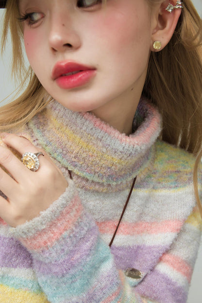 レインボーグラデーションストライプドセーター