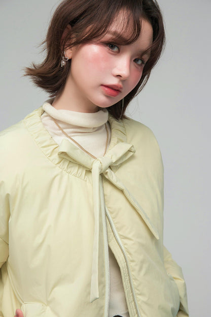 リボンショートダウンジャケット