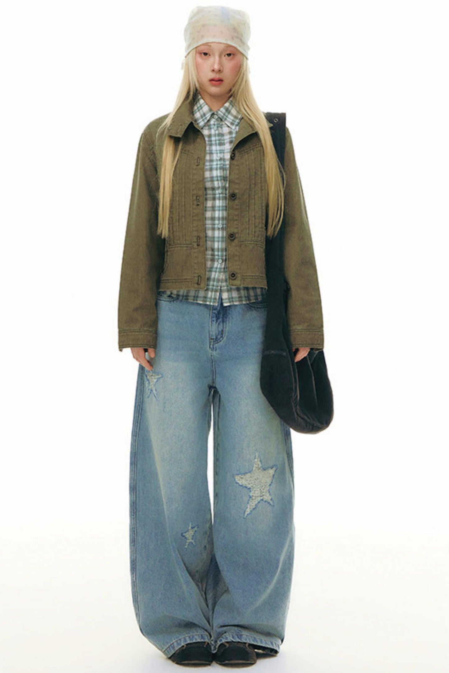 Star Wide Leg Denim Pants