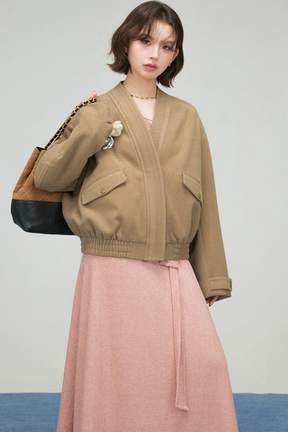 ラテクロワッサンブイネックジャケット