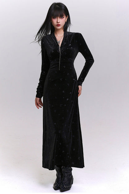 ブラックベルベットバタフライドレス