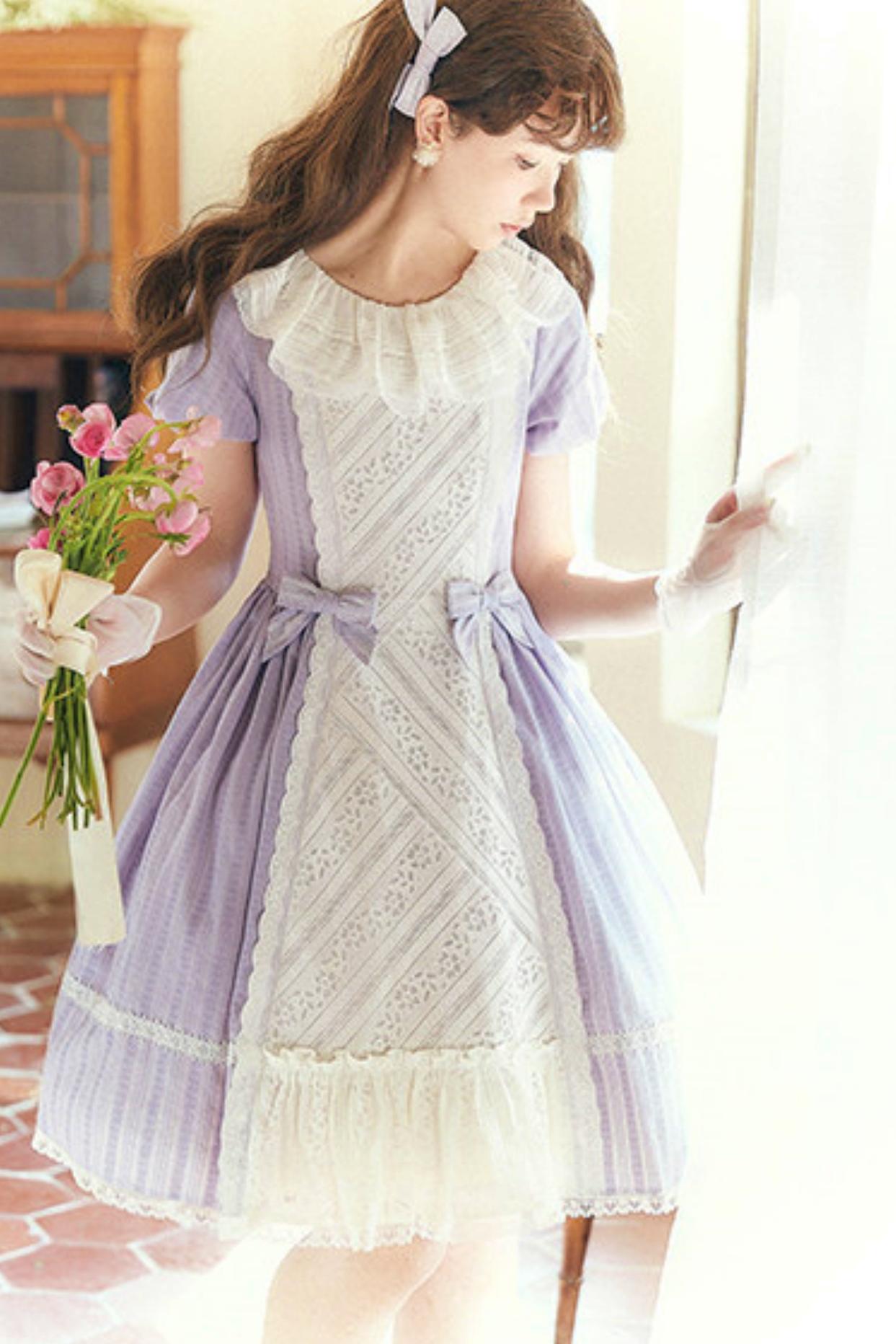 Robe Lolita de Servante avec Dentelle et Rubans
