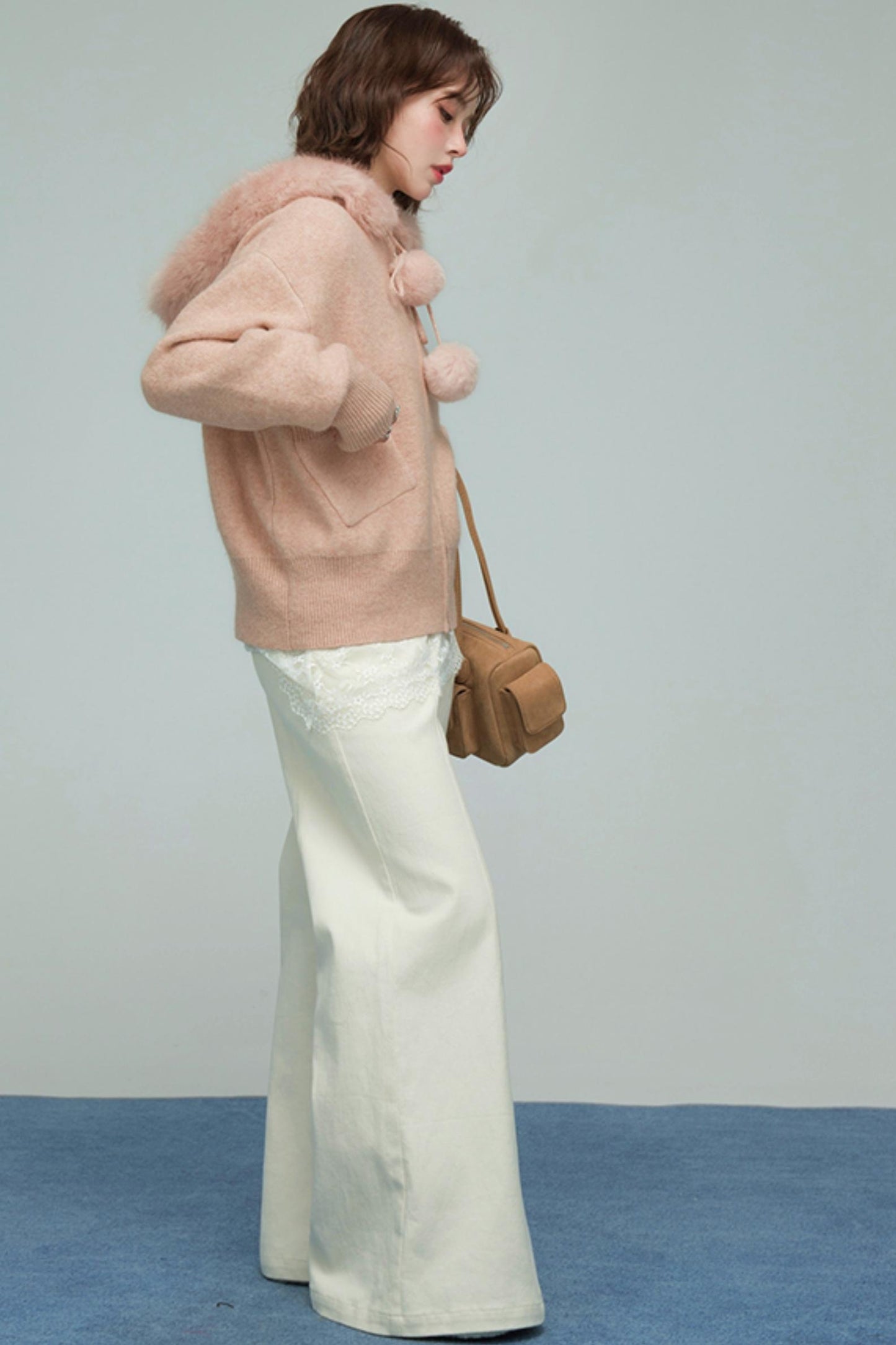 キャラメルファーカラーカーディガン