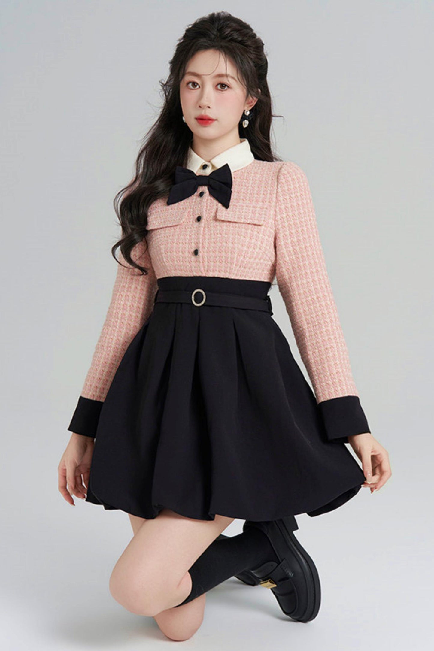 Woolen Floral Two-Piece Dress