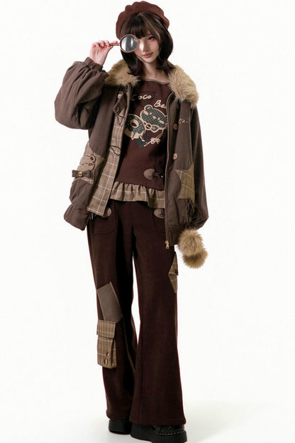 Fuzzy Waffle Jacket + Top + Pants