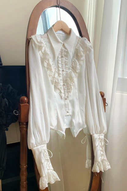 【予約商品】エレガントシフォンランタン袖シャツ