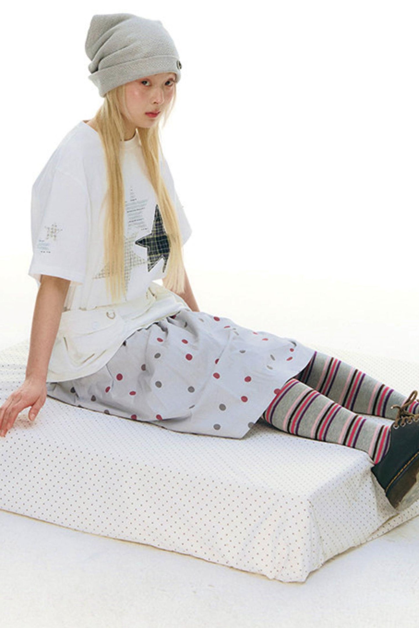 Retro Polka Dot Midi Skirt