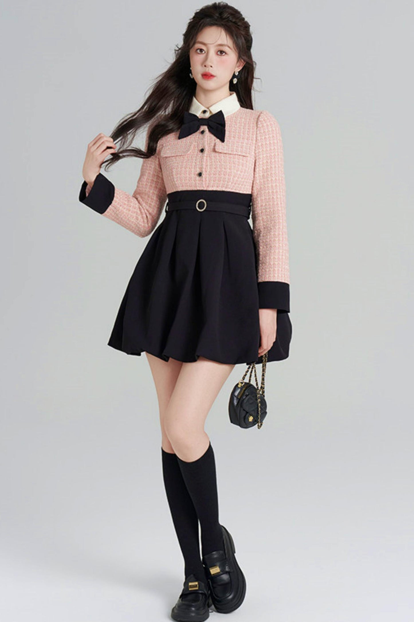 Woolen Floral Two-Piece Dress