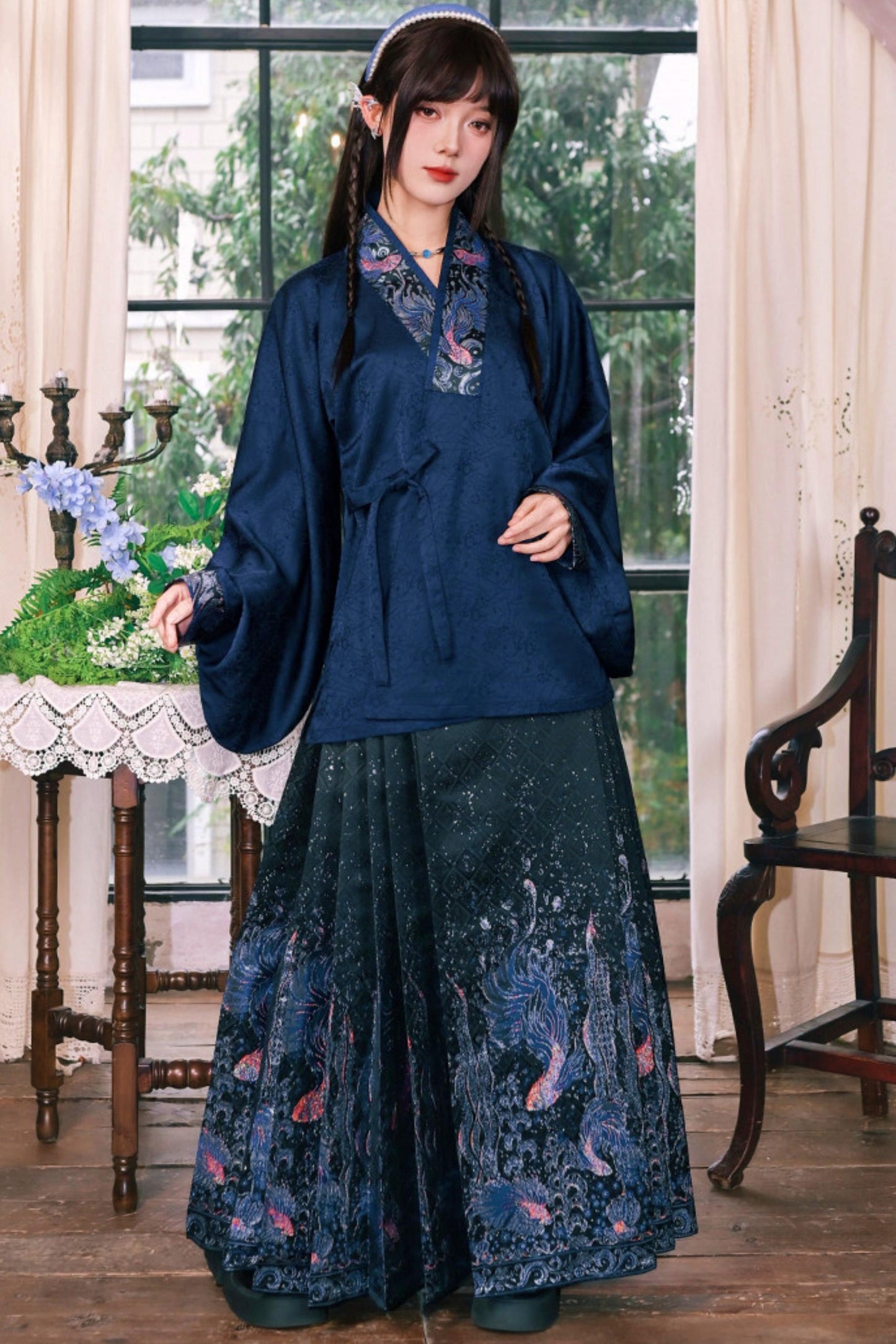 金色梭织汉服衬衫