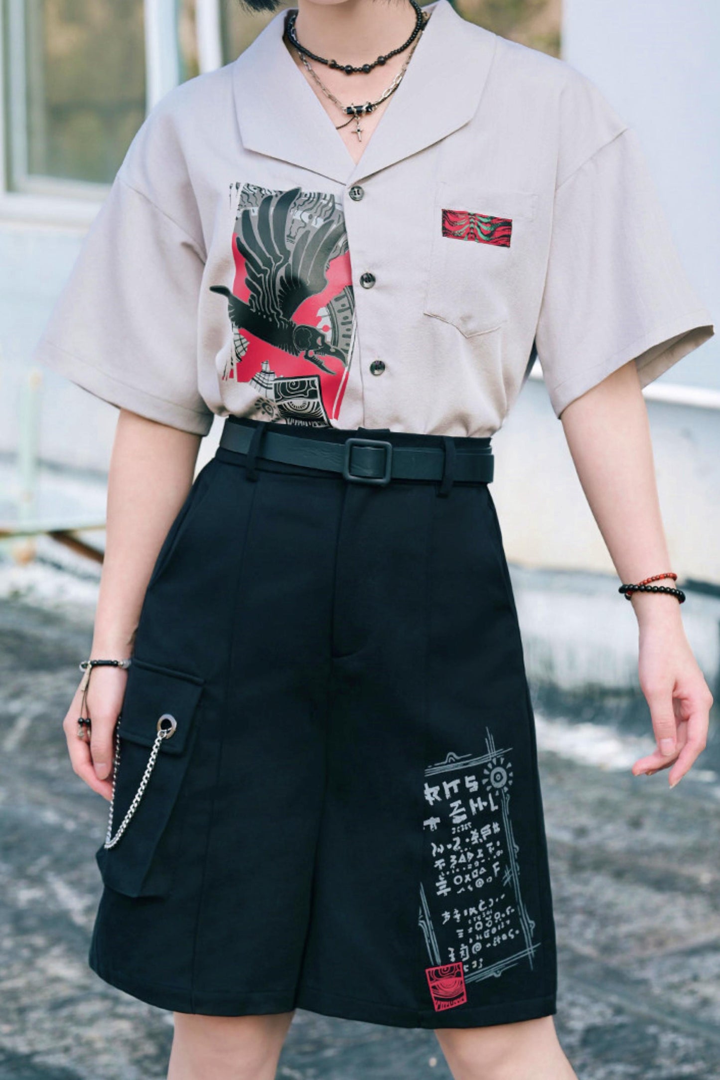 暗号チェーンワイドショートパンツ