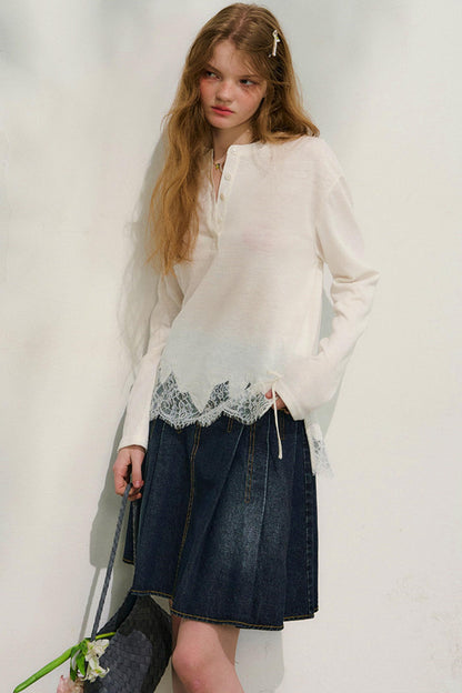 スウェイングシルエットレースブラウス