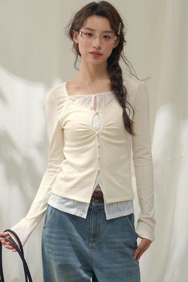 Seashell Lace Layered Top