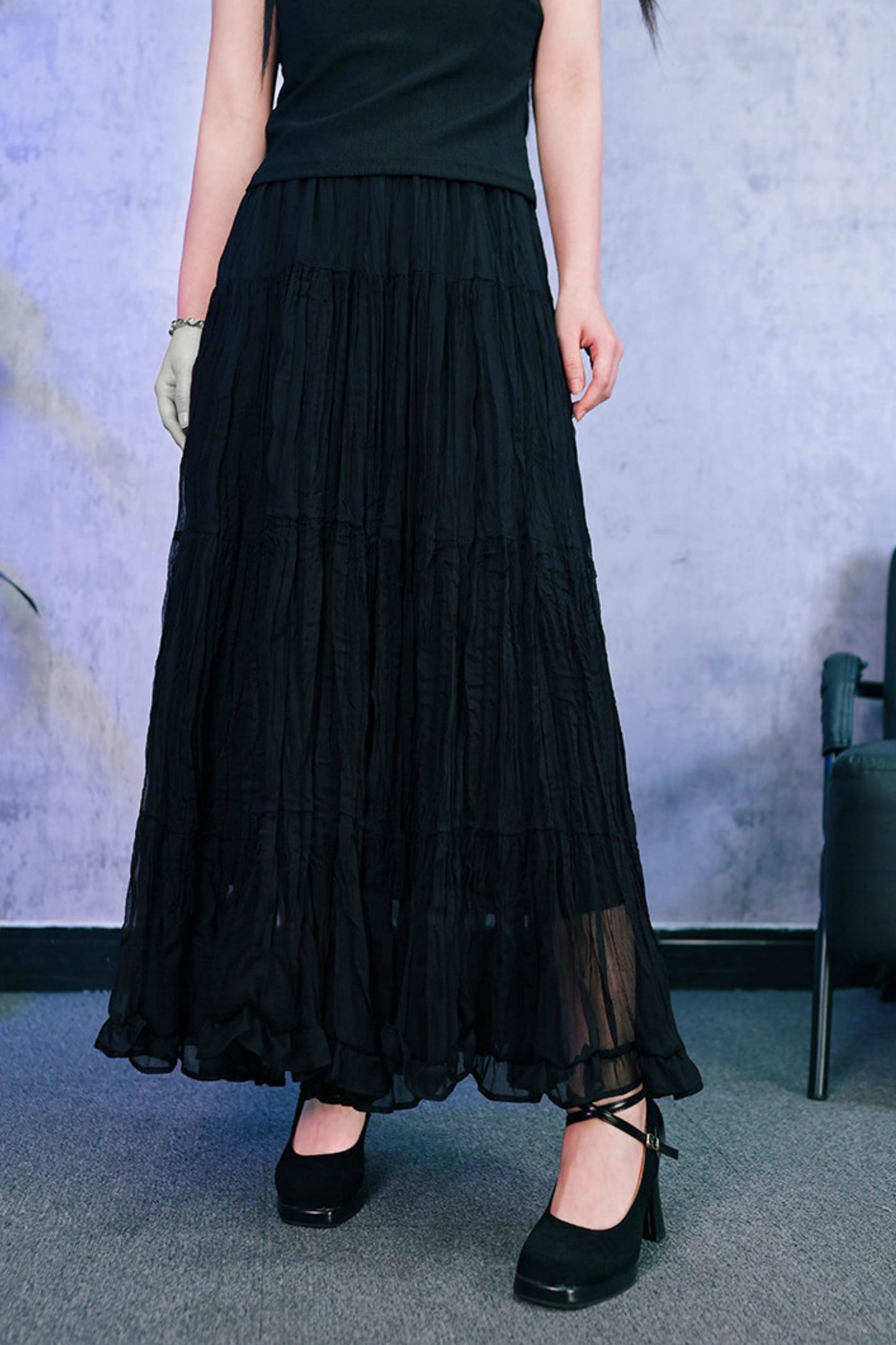 Gothic Chiffon Long Skirt