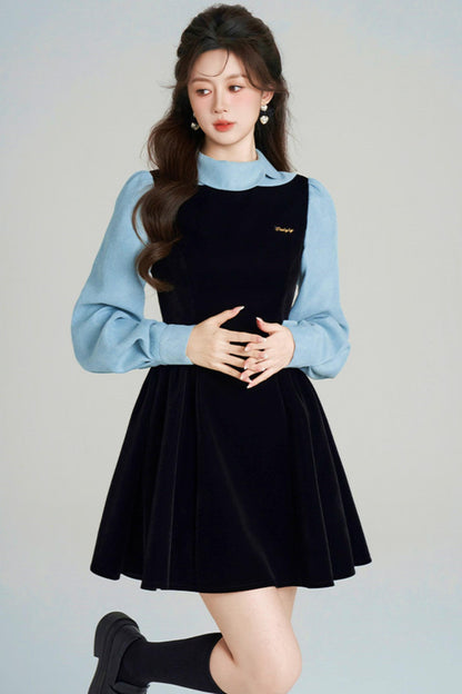 Spliced Velvet Hepburn Dress