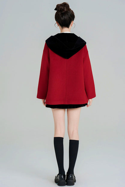 Shawl Hood Style Flare Coat