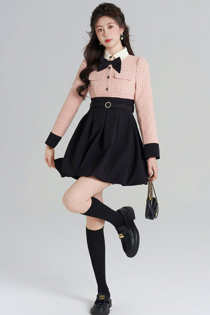 Woolen Floral Two-Piece Dress