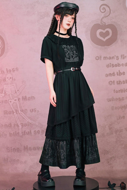 Dark Print Doll Collar Top