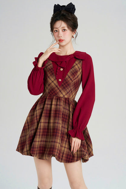Retro Plaid Sweet Dress