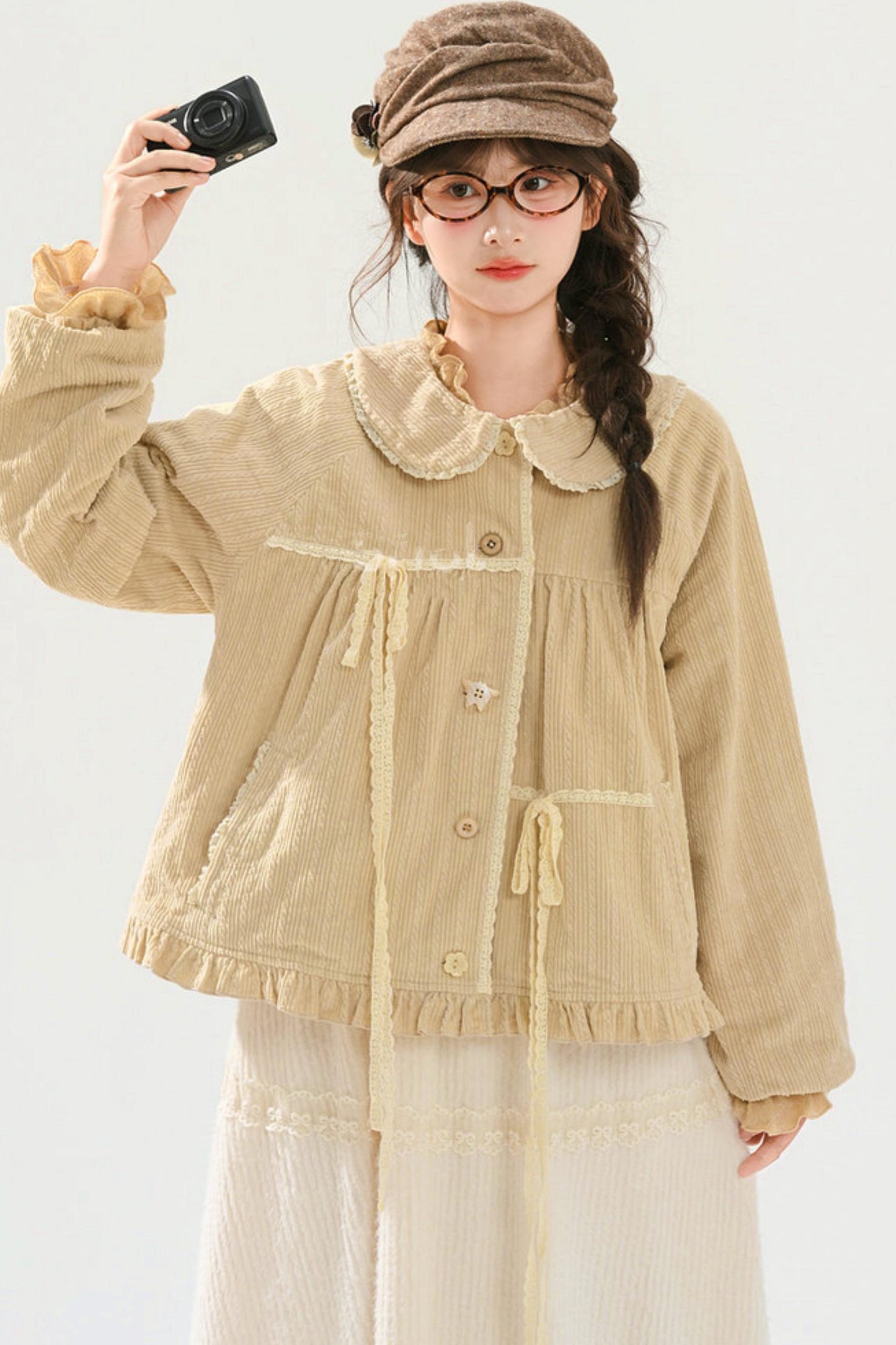 Mori Lace Trim Cotton Jacket + Skirt