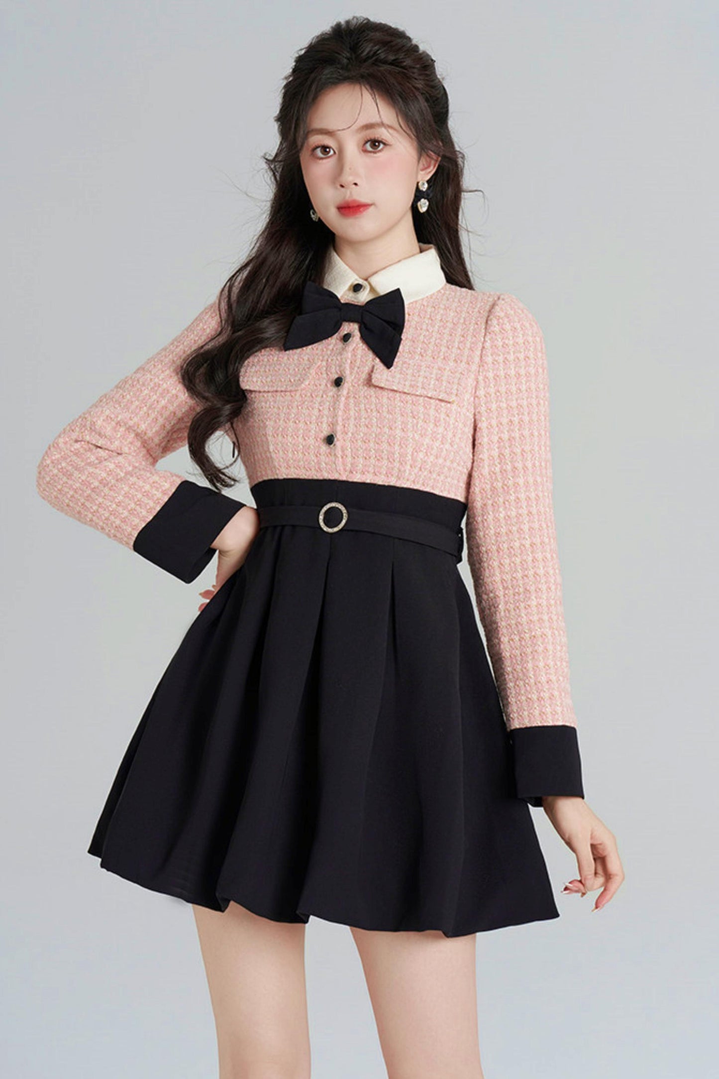 Woolen Floral Two-Piece Dress